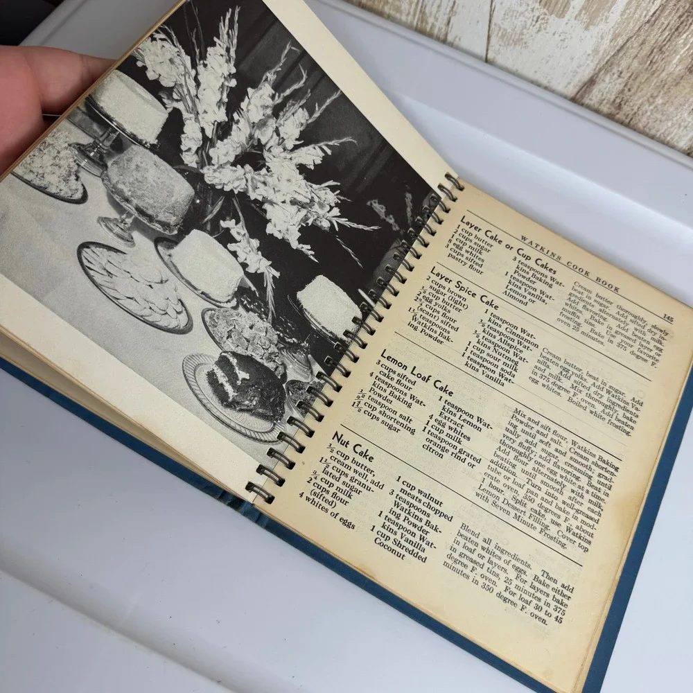 Vintage Watkins Cook Book by Elaine Allen J.R. Watkins Co. Blue Spiral Bound
